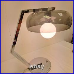 Vintage Rare Chrome Smoked Shade Desk Lamp Mid Century Modern Lighting