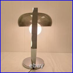 Vintage Rare Chrome Smoked Shade Desk Lamp Mid Century Modern Lighting