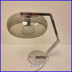 Vintage Rare Chrome Smoked Shade Desk Lamp Mid Century Modern Lighting