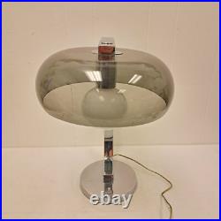 Vintage Rare Chrome Smoked Shade Desk Lamp Mid Century Modern Lighting