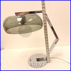 Vintage Rare Chrome Smoked Shade Desk Lamp Mid Century Modern Lighting