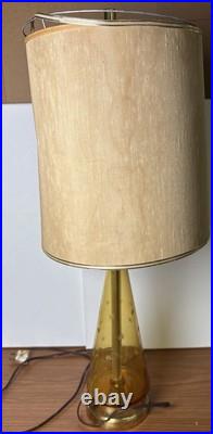 Vintage Rare Estate Find Mid Century Amber Glass Tapered Lamp