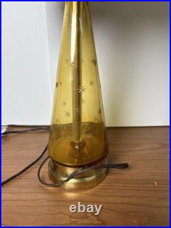 Vintage Rare Estate Find Mid Century Amber Glass Tapered Lamp