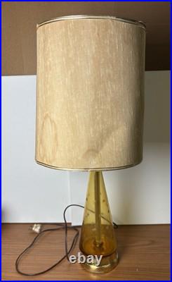 Vintage Rare Estate Find Mid Century Amber Glass Tapered Lamp