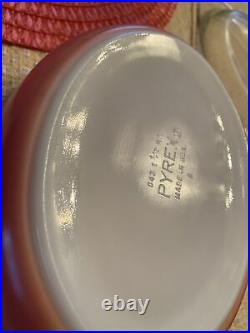 Vintage Rare HTF Pyrex Pink Stems Branch Leaf Oval Casserole Dish 043 with Lid