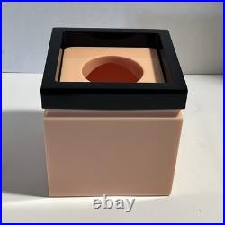 Vintage Rare MCM Lucite Black Peach Tissue Box Heavy Postmodern 2pc