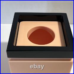 Vintage Rare MCM Lucite Black Peach Tissue Box Heavy Postmodern 2pc