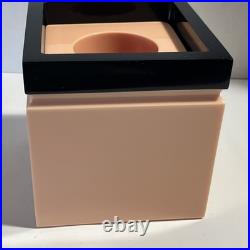 Vintage Rare MCM Lucite Black Peach Tissue Box Heavy Postmodern 2pc