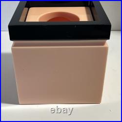 Vintage Rare MCM Lucite Black Peach Tissue Box Heavy Postmodern 2pc