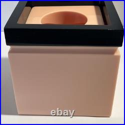Vintage Rare MCM Lucite Black Peach Tissue Box Heavy Postmodern 2pc