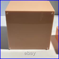 Vintage Rare MCM Lucite Black Peach Tissue Box Heavy Postmodern 2pc