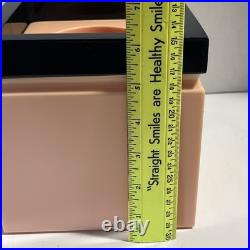 Vintage Rare MCM Lucite Black Peach Tissue Box Heavy Postmodern 2pc