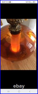 Vintage Rare Mid-Century Modern Large Amber 1972 Modern Lamp with Original Shade