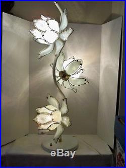 Vintage Rare Mid Century Modern White Lotus Flower Floor/Table Lamp