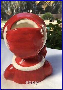 Vintage Rare Ruben's Japan 308A Child Lady Head Vase Christmas RED White 6