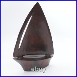 Vintage Rare Solid Wood Sailboat Sculpture Mid Century Modern MCM Minimalist 12