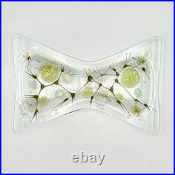 Vintage Rare & Unique MCM Higgins Signed Fused Art Glass 9.5x6.5 Bow Shaped