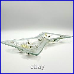 Vintage Rare & Unique MCM Higgins Signed Fused Art Glass 9.5x6.5 Bow Shaped