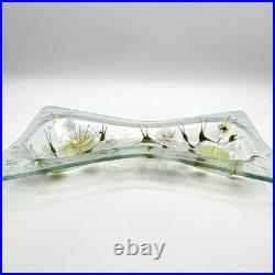 Vintage Rare & Unique MCM Higgins Signed Fused Art Glass 9.5x6.5 Bow Shaped