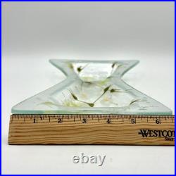 Vintage Rare & Unique MCM Higgins Signed Fused Art Glass 9.5x6.5 Bow Shaped