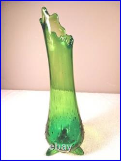 Vintage Rare Vase Mid-Century Modern LE Smith Swung Art Glass 3 Footed