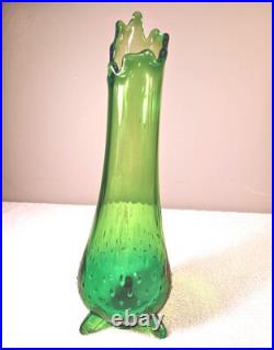 Vintage Rare Vase Mid-Century Modern LE Smith Swung Art Glass 3 Footed