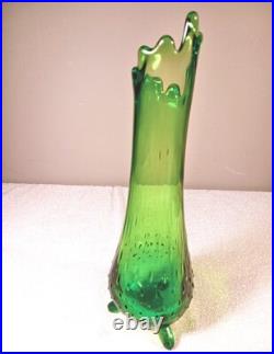 Vintage Rare Vase Mid-Century Modern LE Smith Swung Art Glass 3 Footed