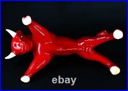 Vintage Royal Haeger Eric Olsen Rare Red & White Glazed Ceramic Bull 15.25 Lg