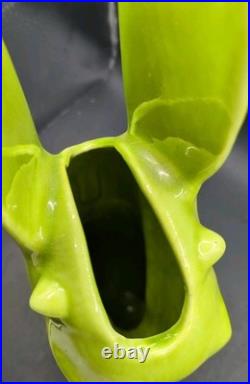 Vintage Royal Haeger Gazelle Vase R115 Chartreuse 13 MCM Gazelle Head Rare USA