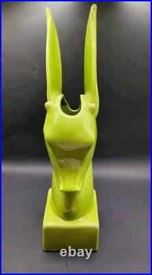 Vintage Royal Haeger Gazelle Vase R115 Chartreuse 13 MCM Gazelle Head Rare USA