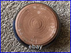 Vintage Signed Stoneware Ceramic Pottery Bowl Rare Mid Century Modern Blue Brown