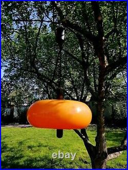 Vintage Space Age Plastic UFO Ceiling Pendant Lamp Vintage 70's Orange. Rare