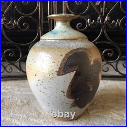 Vintage Studio Pottery Vase Signed Stoneware Rustic Abstract Mid Century Modern