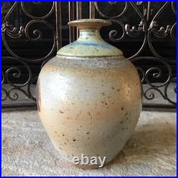 Vintage Studio Pottery Vase Signed Stoneware Rustic Abstract Mid Century Modern