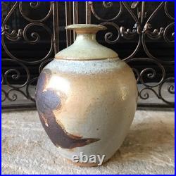 Vintage Studio Pottery Vase Signed Stoneware Rustic Abstract Mid Century Modern