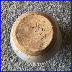 Vintage Studio Pottery Vase Signed Stoneware Rustic Abstract Mid Century Modern