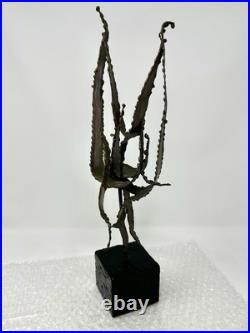 Vintage TOM GREENE Midcentury Modernist Brutalist Metal Sculpture Signed RARE