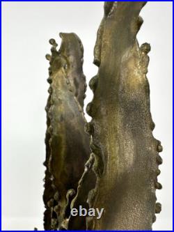 Vintage TOM GREENE Midcentury Modernist Brutalist Metal Sculpture Signed RARE