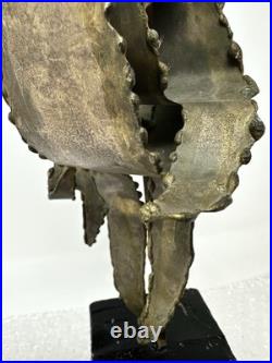 Vintage TOM GREENE Midcentury Modernist Brutalist Metal Sculpture Signed RARE