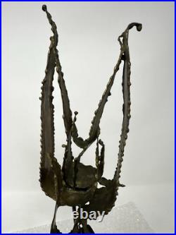 Vintage TOM GREENE Midcentury Modernist Brutalist Metal Sculpture Signed RARE