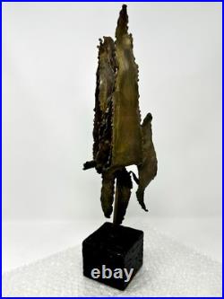 Vintage TOM GREENE Midcentury Modernist Brutalist Metal Sculpture Signed RARE