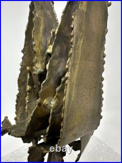 Vintage TOM GREENE Midcentury Modernist Brutalist Metal Sculpture Signed RARE