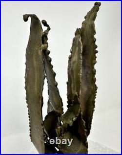 Vintage TOM GREENE Midcentury Modernist Brutalist Metal Sculpture Signed RARE