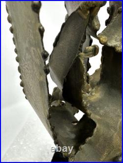 Vintage TOM GREENE Midcentury Modernist Brutalist Metal Sculpture Signed RARE
