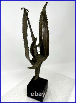 Vintage TOM GREENE Midcentury Modernist Brutalist Metal Sculpture Signed RARE