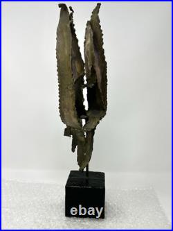 Vintage TOM GREENE Midcentury Modernist Brutalist Metal Sculpture Signed RARE