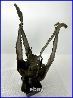 Vintage TOM GREENE Midcentury Modernist Brutalist Metal Sculpture Signed RARE