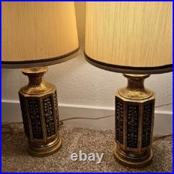 Vintage Table Lamp Set Fortune Lamp Co Mid Century Modern SIgned 1968 Rare MCM