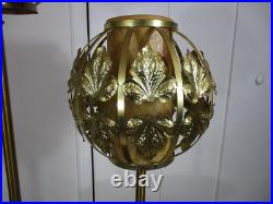 Vintage Table & Lamps with Brass Filigree Outer Shades Mid Century Modern RARE