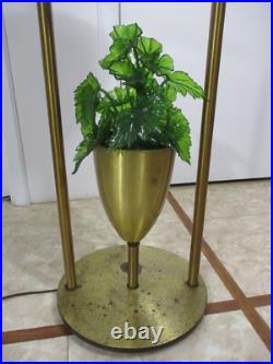 Vintage Table & Lamps with Brass Filigree Outer Shades Mid Century Modern RARE
